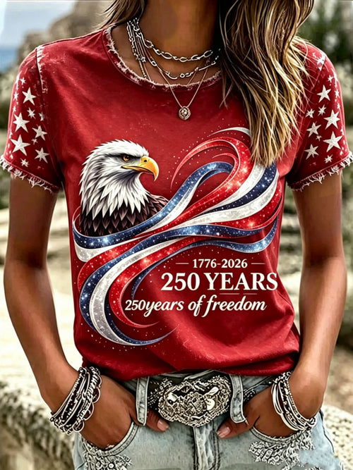 Women'S Casual U.S. 250th Anniversary Commemorative Printed T-Shirt