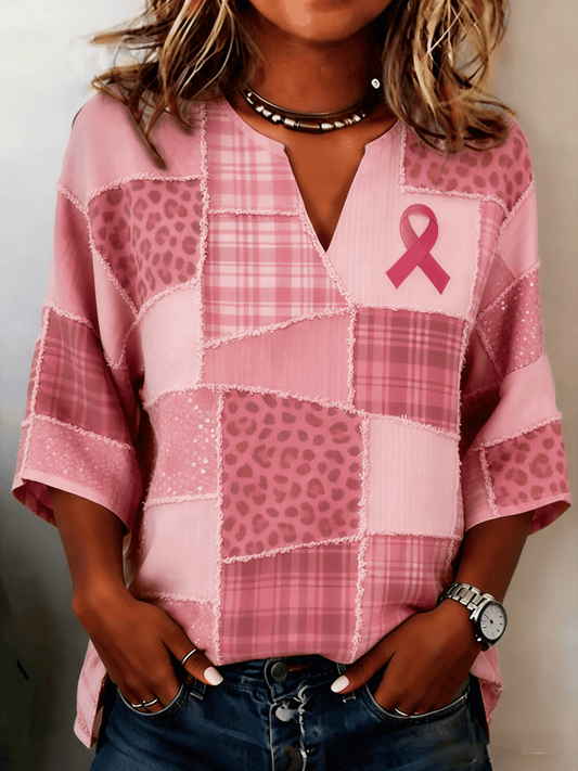 Women's Breast Cancer Awareness Print Shirt