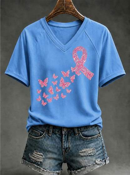 Women'S Breast Cancer Promotion Printed Casual T-Shirt