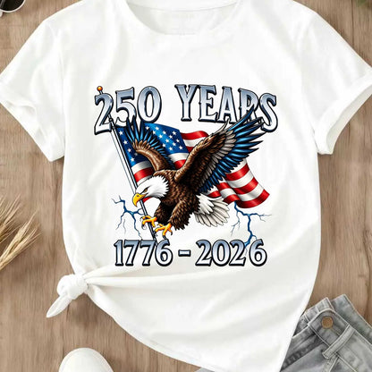 Memorial Day T-shirt American Eagle Independence Day 250 Years 1776 2026 T-Shirt White Patriotic Flag And Bird Design For Celebrations And National Events