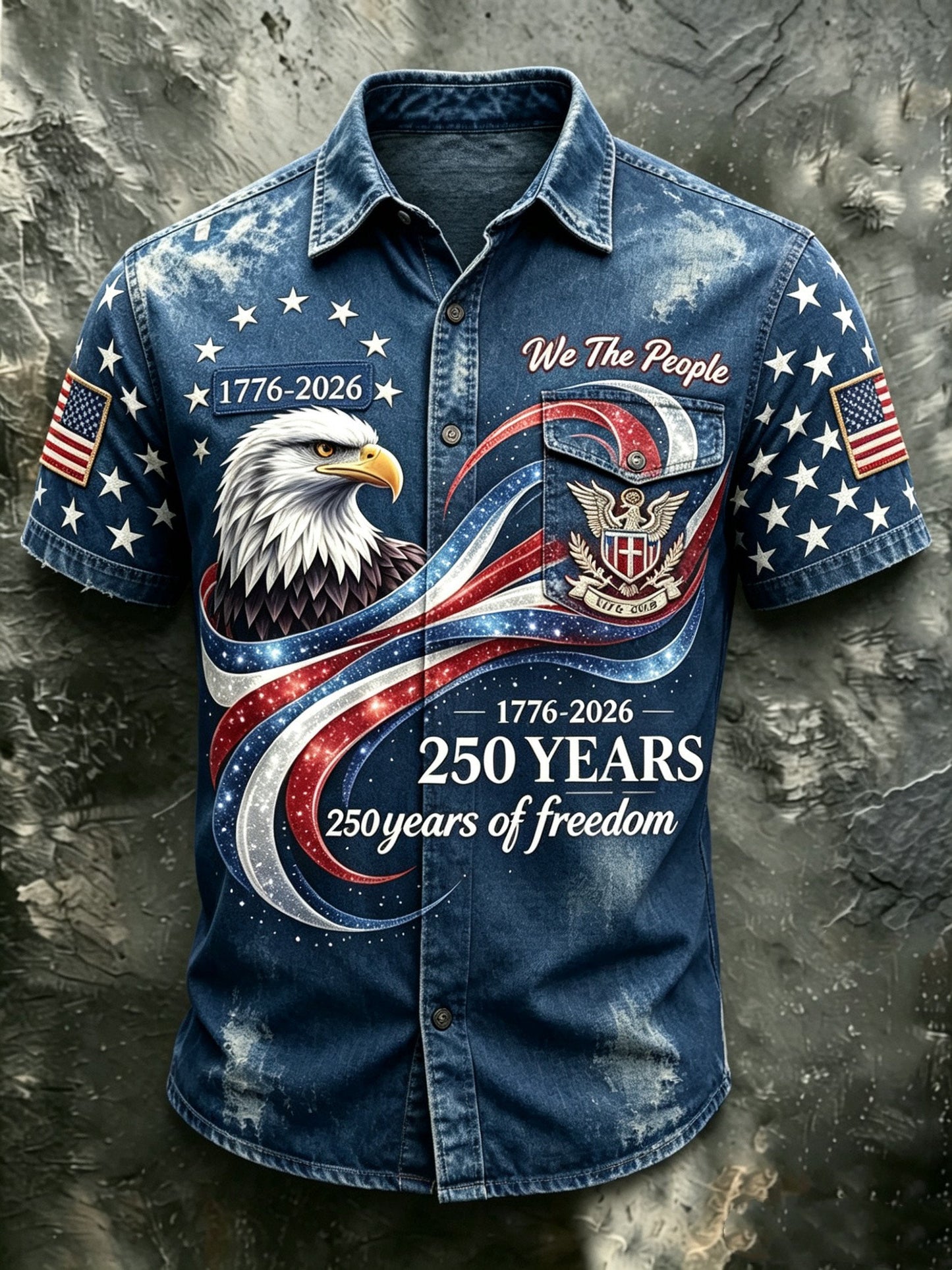 Men's 250th Anniversary Printed Faux-Embroidery Shirt
