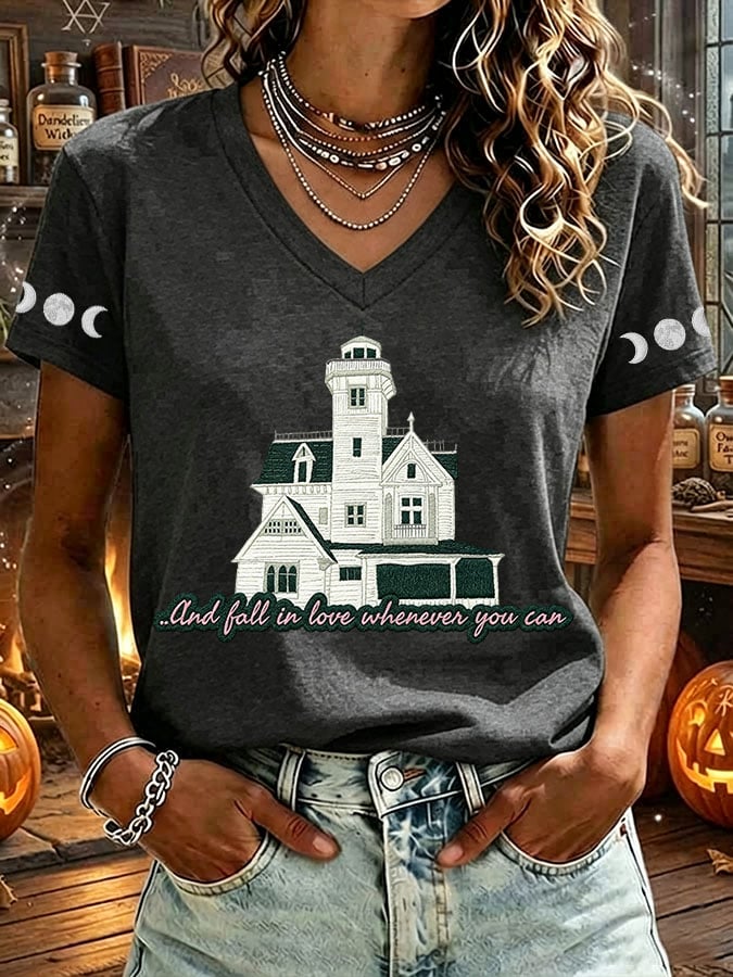 Women's Fall In Love Whenever You Can Print T-shirt