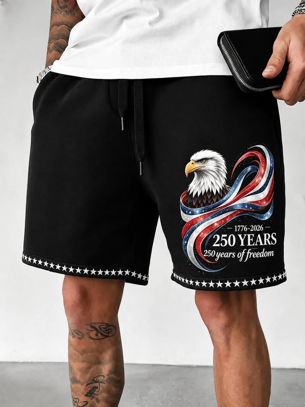Men's Casual 250th Anniversary Print  Beach Shorts