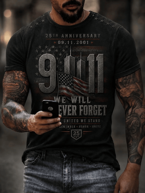 Men's 9.11 Never Forget Printing  T-Shirts