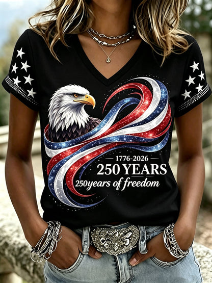 Women'S Casual U.S. 250th Anniversary Commemorative Printed T-Shirt