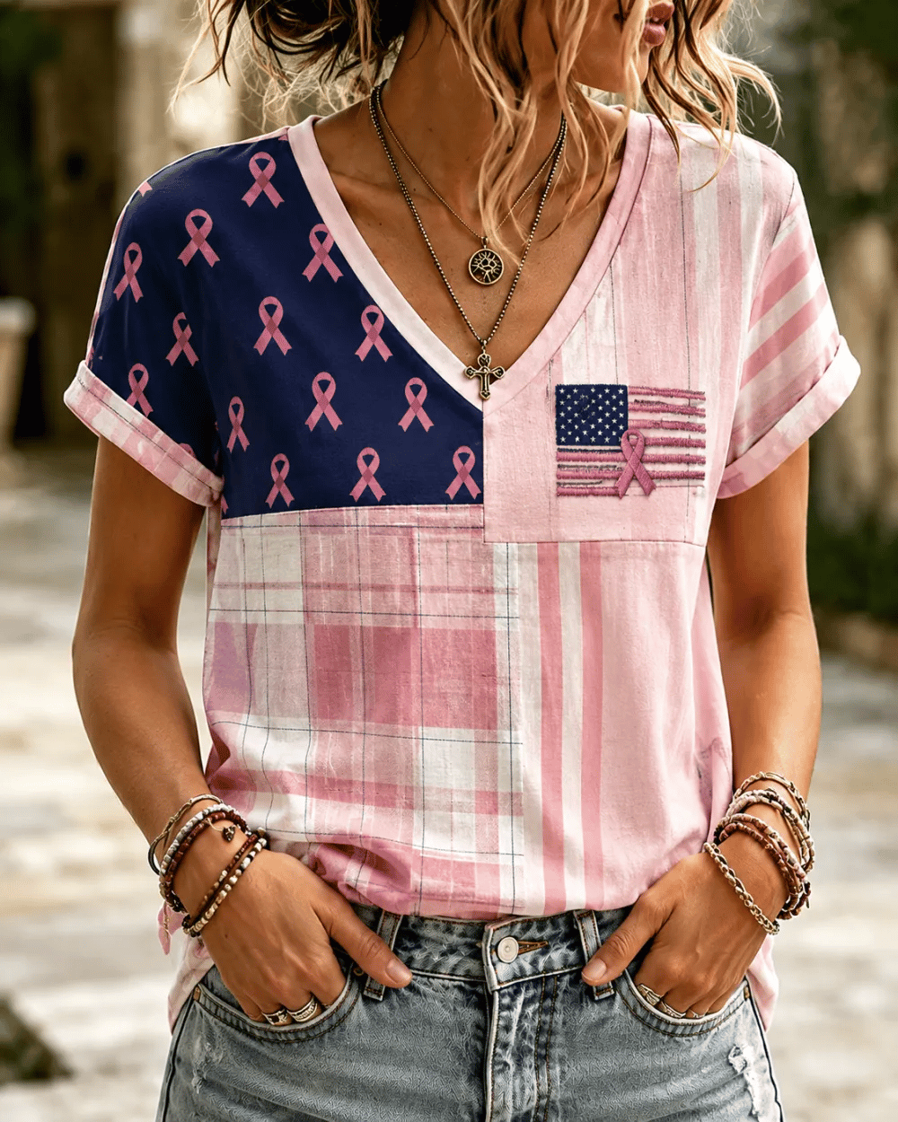 Women's Breast Cancer Awareness Printed T-shirt