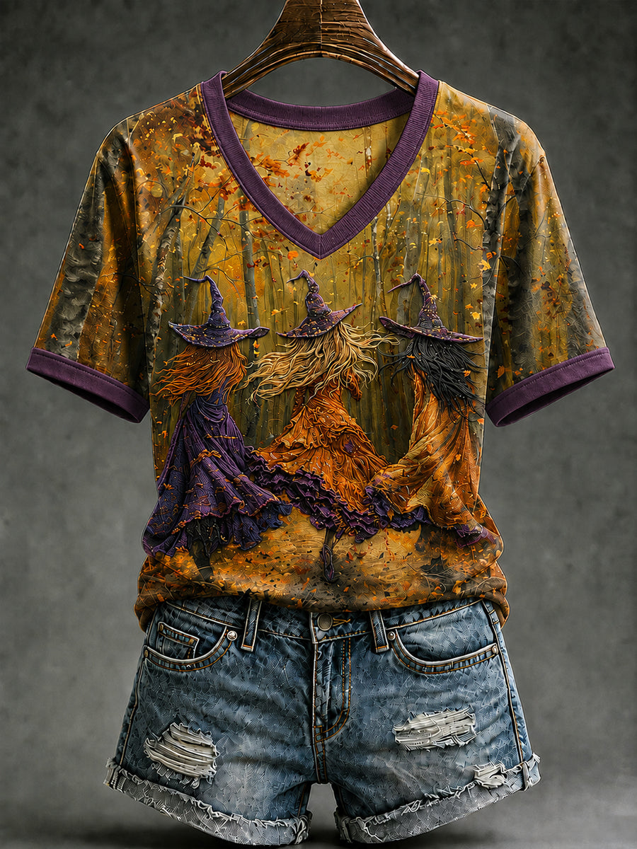 Women's Halloween Witch  Art Short Sleeve T-shirt