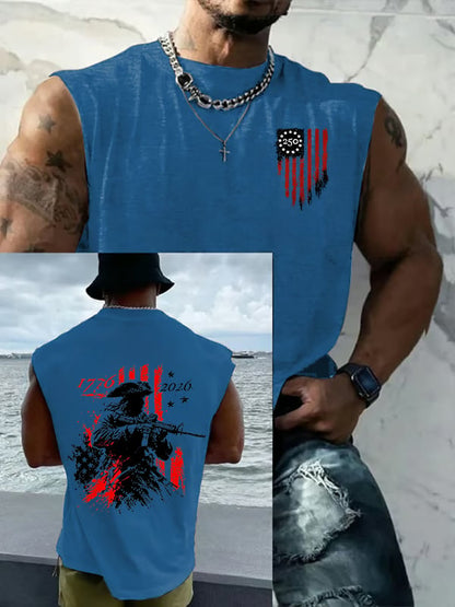 Men's 250th Anniversary Distressed American Flag 2-sided Printed Top