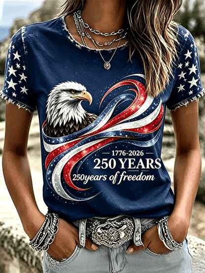 Women'S Casual U.S. 250th Anniversary Commemorative Printed T-Shirt