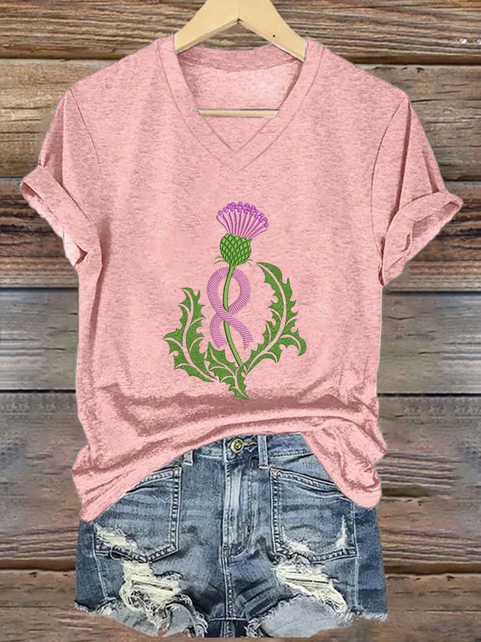 Women's Breast Cancer Printed Casual T-Shirt