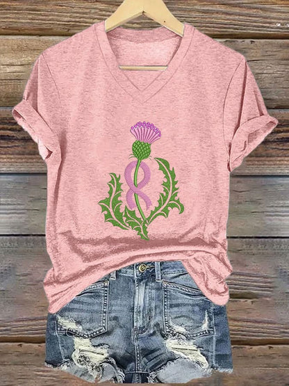 Women's Breast Cancer Printed Casual T-Shirt