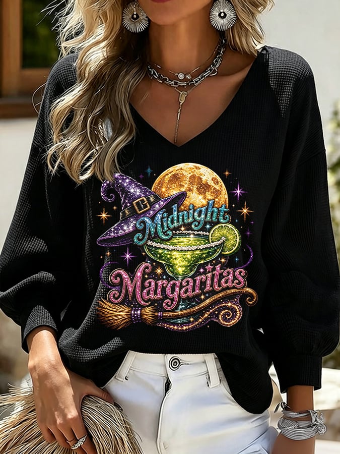 Women's Midnight Margaritas Print Casual T-shirt