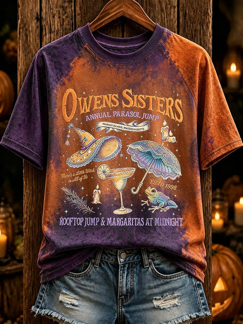 Women's Rooftop Jump & Margaritas At Midnight Print Raglan Sleeve T-Shirt