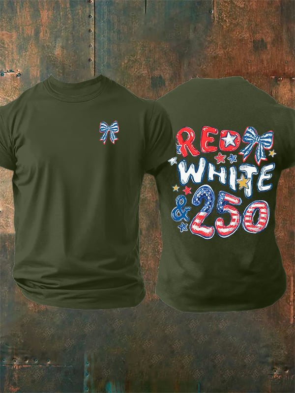 Men's  RED WHITE &250  Print  T-Shirt