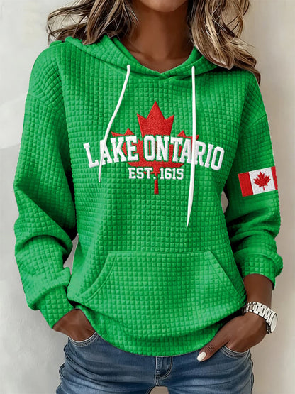 Retro Lake Ontario Est 1615 Print Hoodie