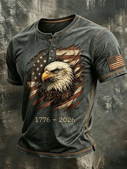 Men's 250th Independence Day Commemorative  Freedom・Courage・Pride Printed Top