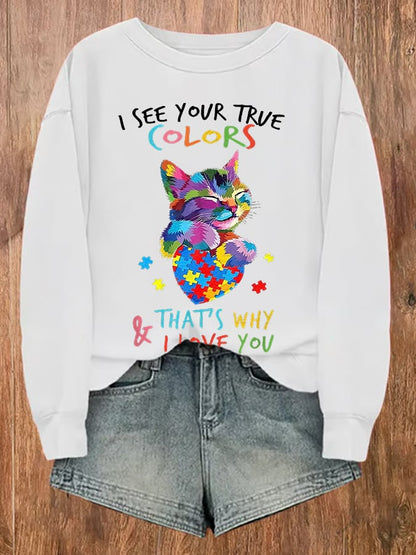 Women's Autism Print Sweatshirt
