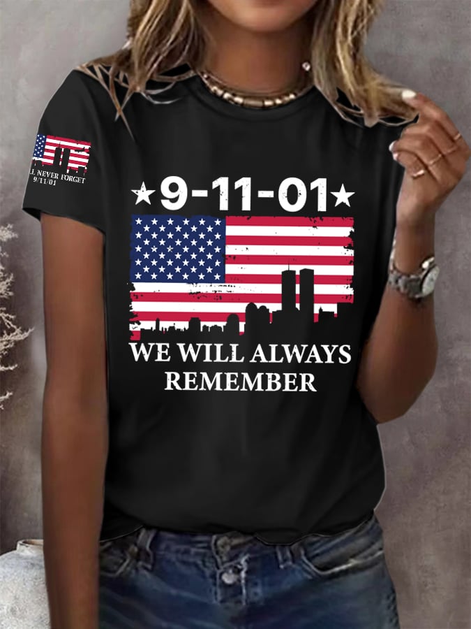 Women's We Will Never Forget 911 Print Shirt