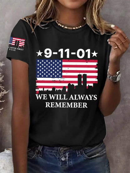 Women's We Will Never Forget 911 Print Shirt