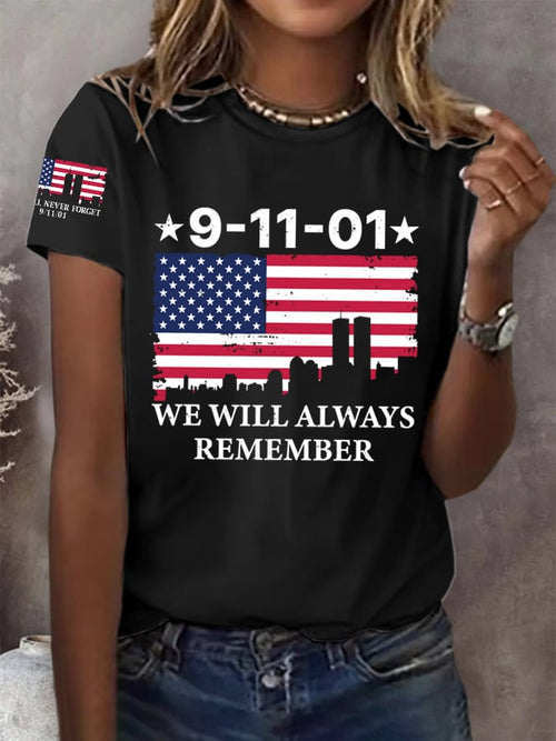 Women's We Will Never Forget 911 Print Shirt