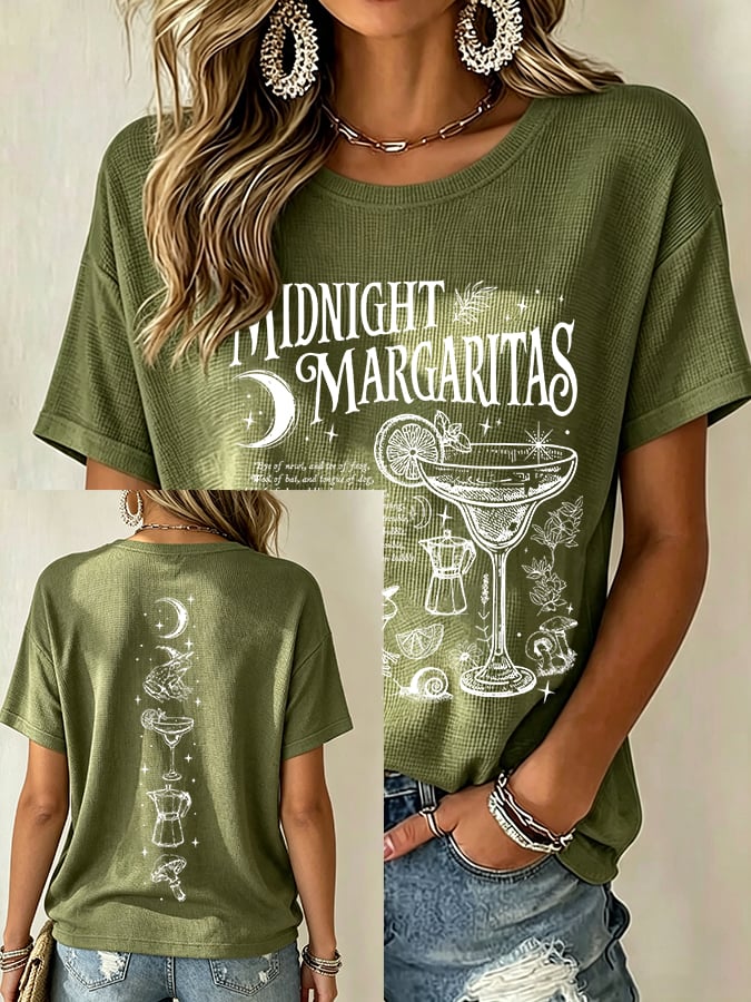 Women's Midnight Margaritas Print Casual T-shirt