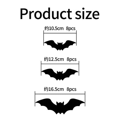 🦇3D Bat Light LED Decorations, 12pcs/24pcs Halloween Spooky Ornaments