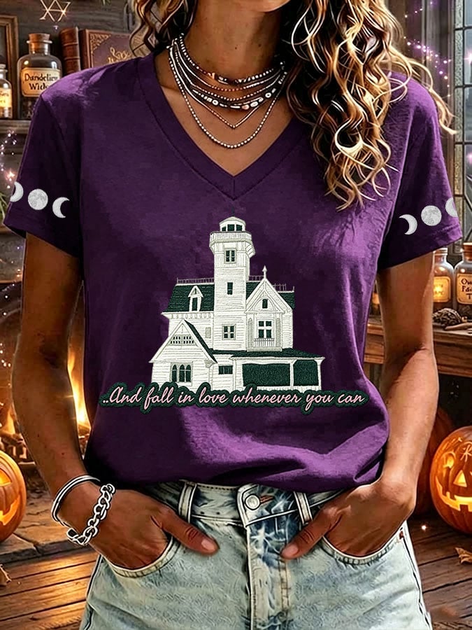 Women's Fall In Love Whenever You Can Print T-shirt