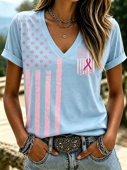 Women'S Breast Cancer Awareness Printed Casual T-Shirt