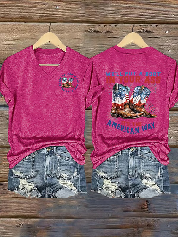 Women's V-neck We’ll put a boot in your ass it’s the American Way T-Shirt