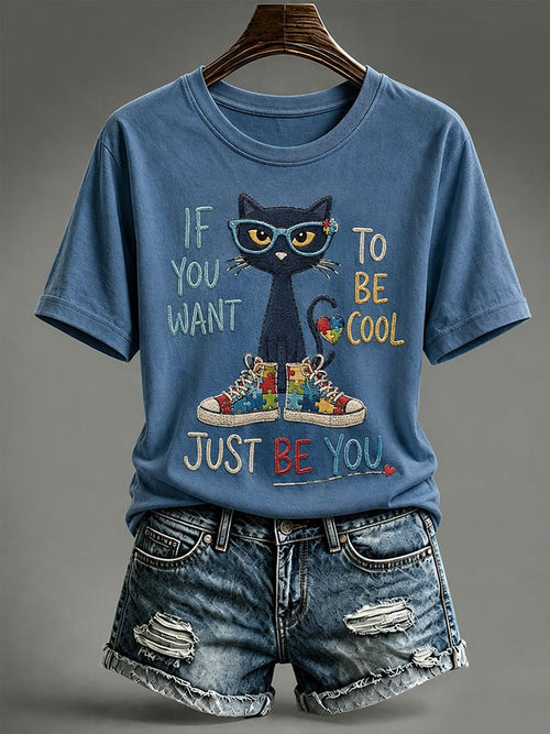 Women'S Casual Autism-Print Short-Sleeve T-Shirt