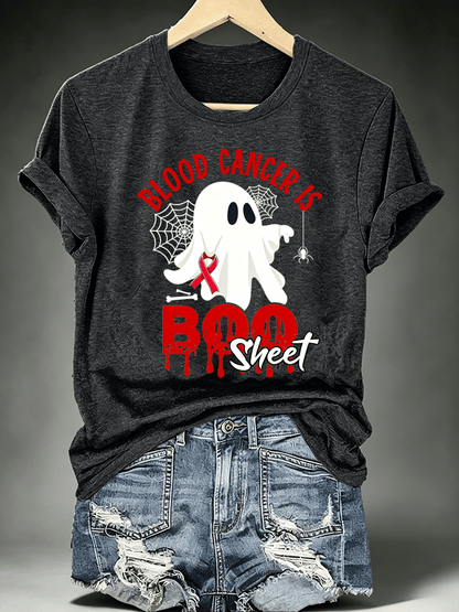 Women's BLOOD CANCER IS BOO SHEET Print T-Shirt
