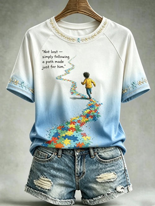 Women's Autism-Themed Casual Print Top