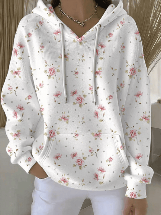 Women's Breast Cancer Floral Art Print Sweatshirt