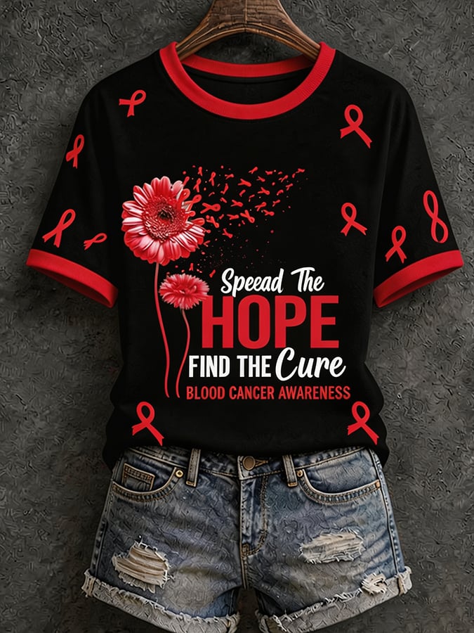 Women'S Blood Cancer Awareness Printed T-Shirt