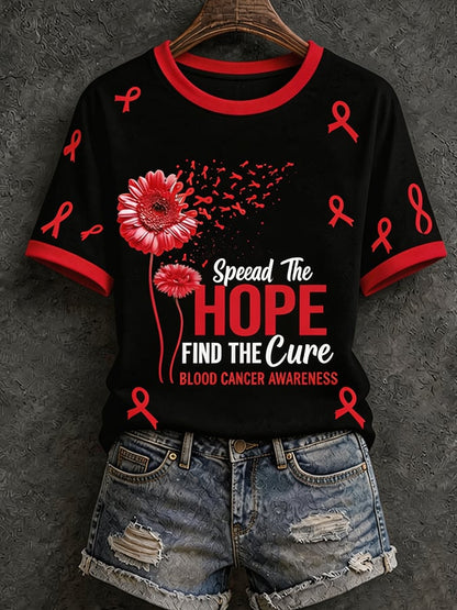 Women'S Blood Cancer Awareness Printed T-Shirt