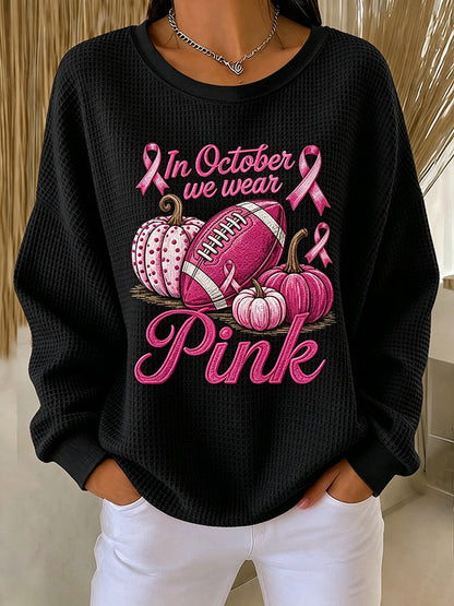 Women'S Pink Rugby Waffle Sweatshirt