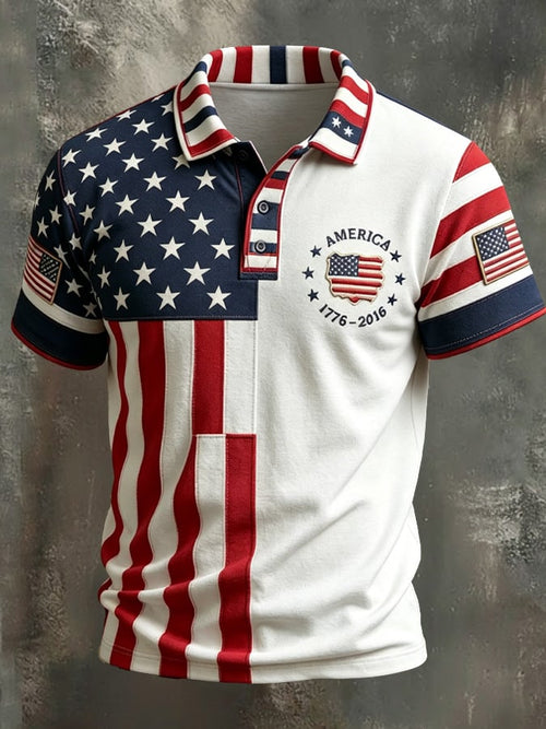 Men's Casual U.S. 250th Anniversary Print Polo Shirt