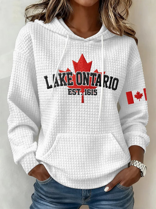 Retro Lake Ontario Est 1615 Print Hoodie