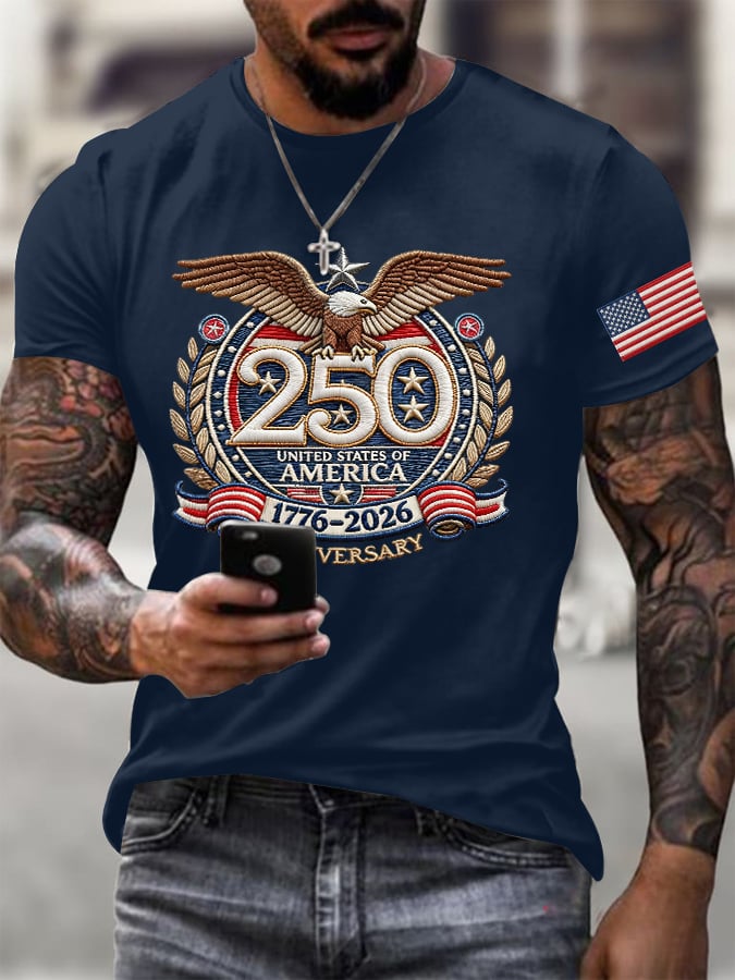 Men's 250th America Anniversary Casual Printed T-Shirt
