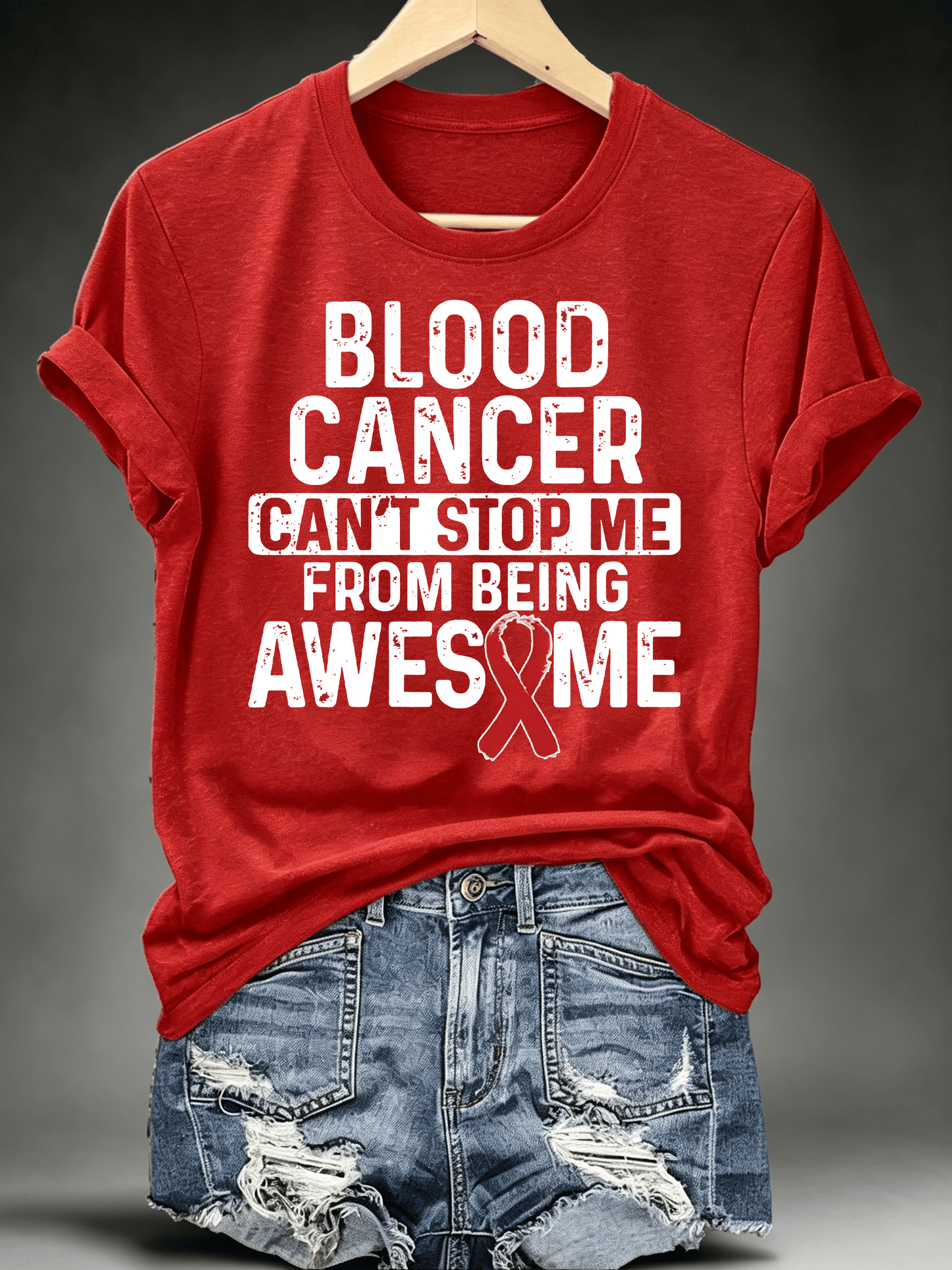 Women's BLOOD CANCER CAN'T STOP ME Print T-Shirt