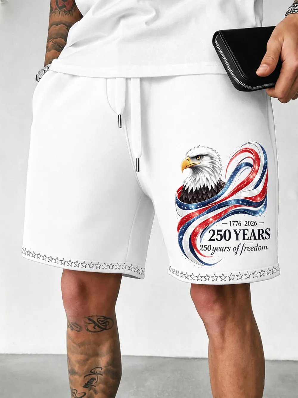 Men's Casual 250th Anniversary Print  Beach Shorts