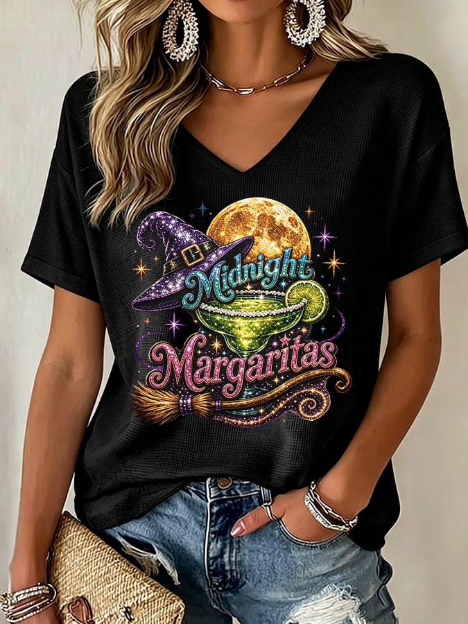 Women's Midnight Margaritas Print Casual T-shirt