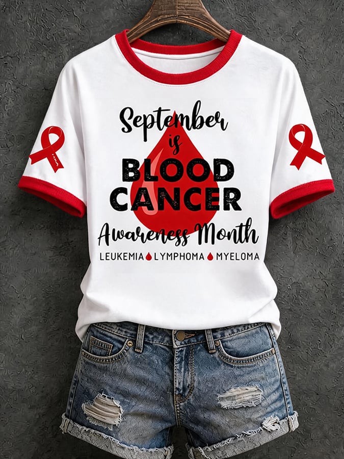 Women'S Blood Cancer Awareness Printed T-Shirt