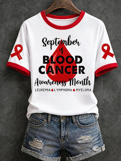 Women'S Blood Cancer Awareness Printed T-Shirt