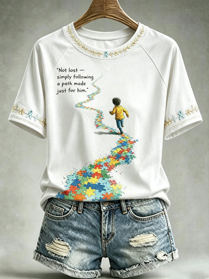 Women's Autism-Themed Casual Print Top