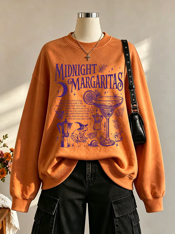 Women's Midnight Margaritas Print Casual Sweatshirt