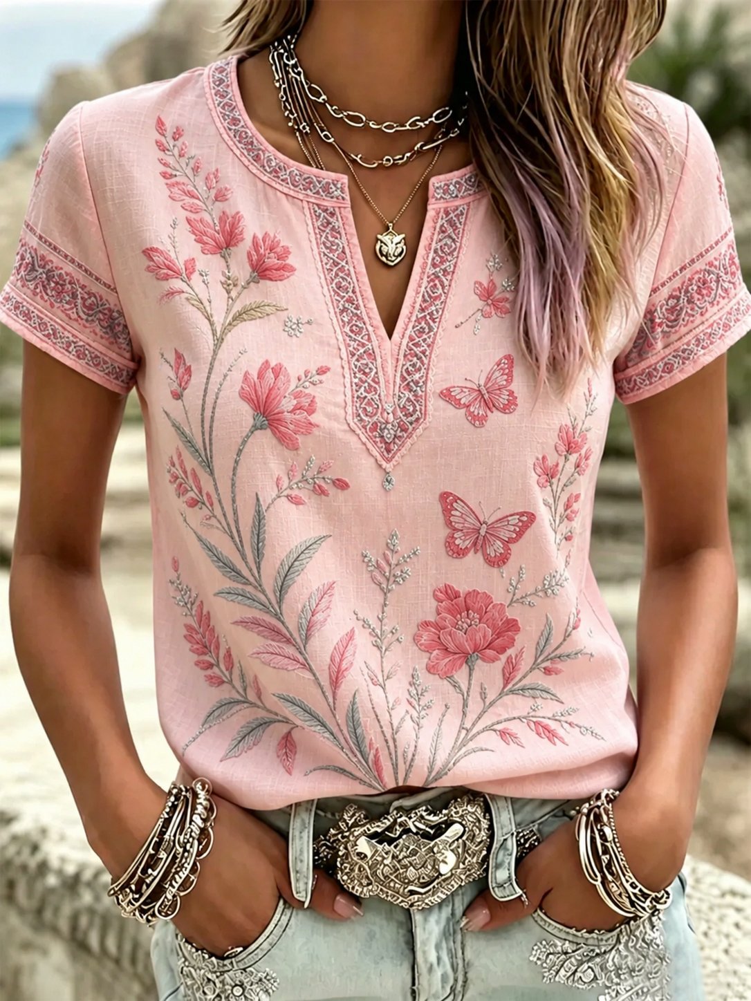 Women's Plants Flowers Print Shirt