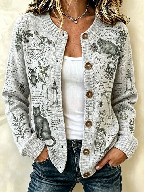 Women's Owens Sisters Apothecary Witch Printed Cardigan
