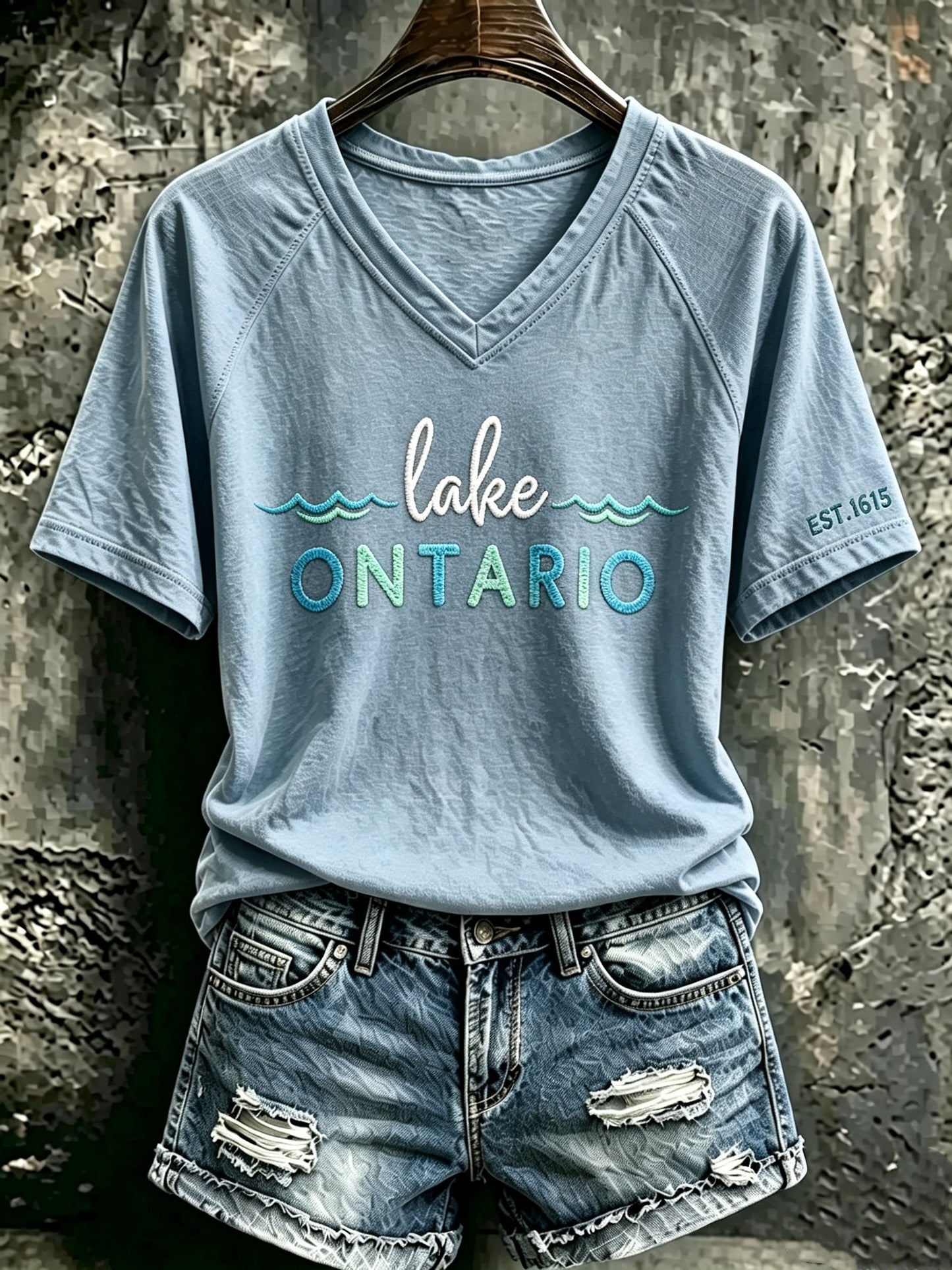 Women's Casual Short-Sleeve T-Shirt with "Lake Ontario" Print