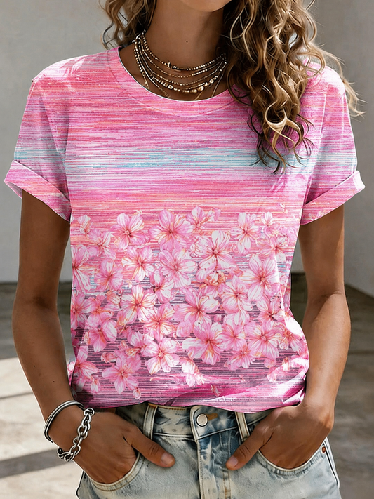 Women'S Breast Cancer Awareness Print Short Sleeve T-Shirt